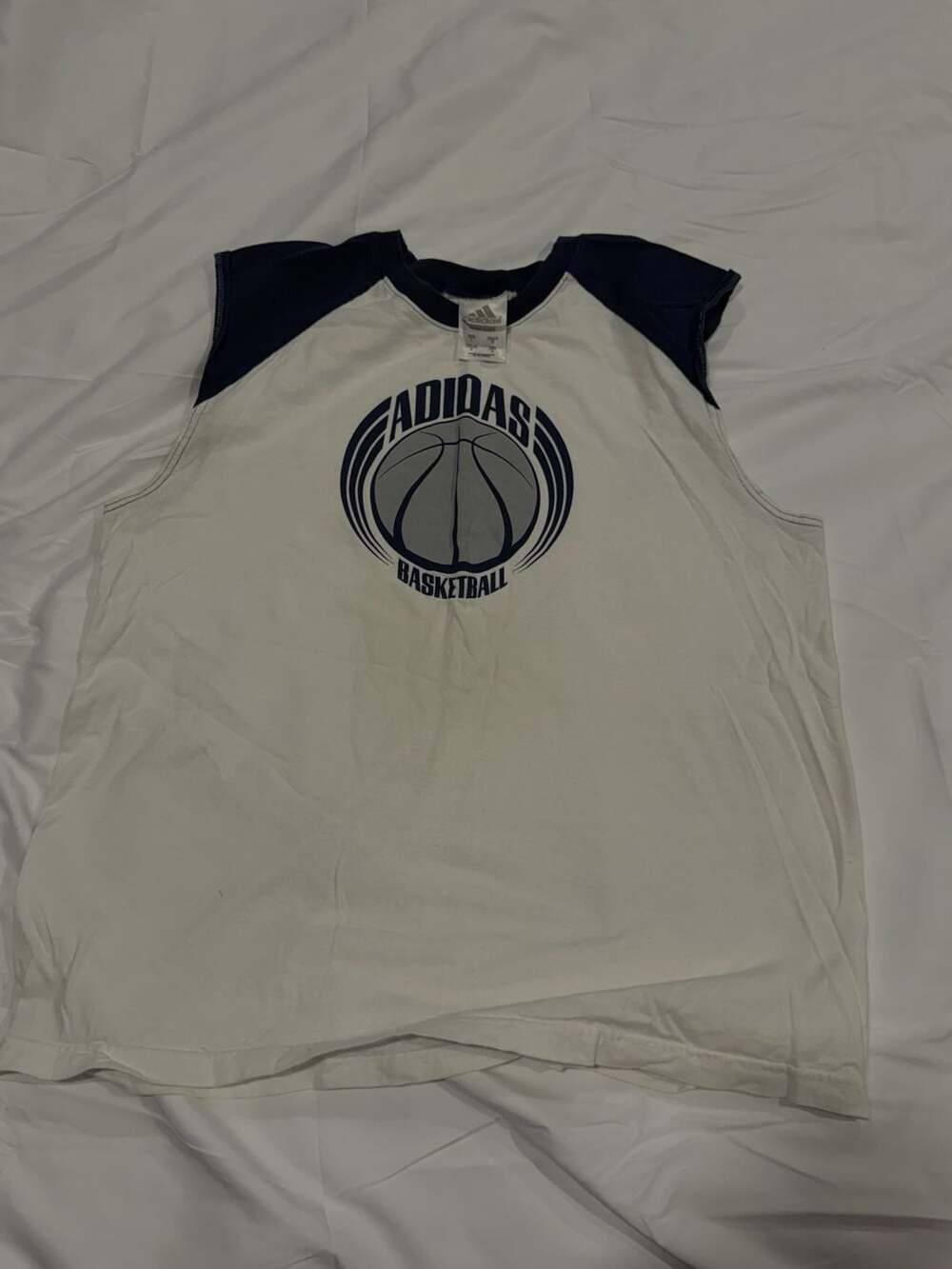 Vintage 90’s Adidas Basketball Tank Top Size L White Blue
